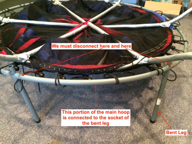 Skywalker Trampolines-Part of Main Hoop Connected to Bent Leg