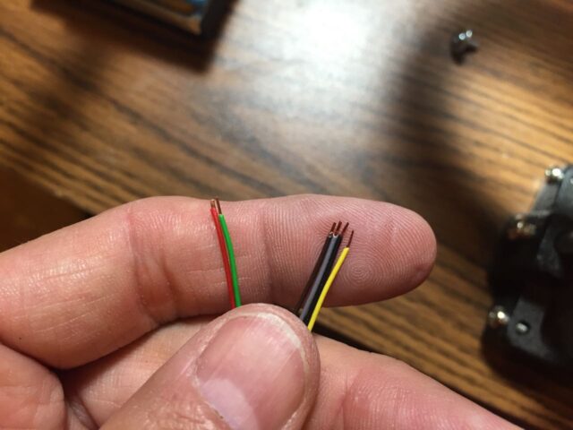 Ends of individual ethernet conductors stripped