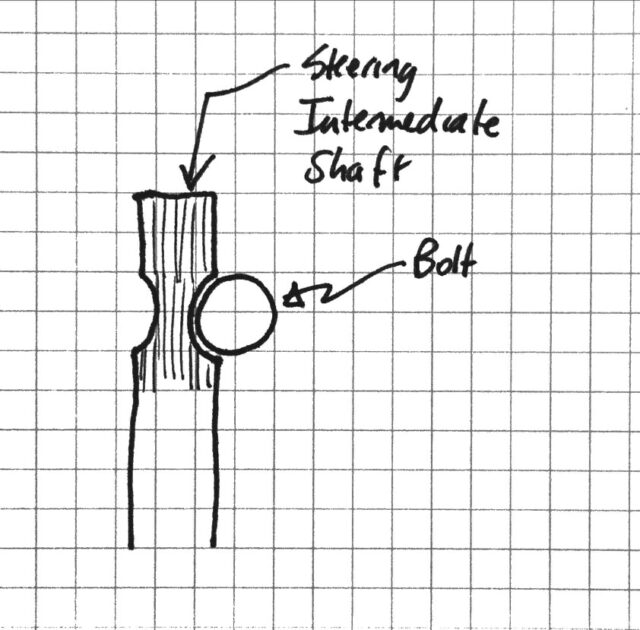 Diagram of Toyota Sienna steering intermediate shaft end