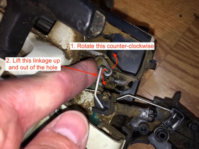 Diagram of how to disconnect the choke linkage