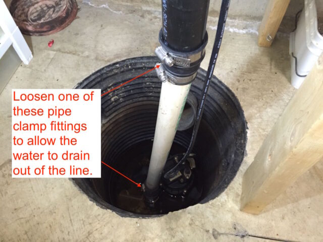 Drain the pipe by loosening a pipe clamp