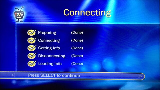 TiVo Central Menu-Loading Info-Done