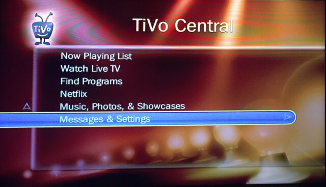 Select Messages & Settings from the TiVo Central Menu