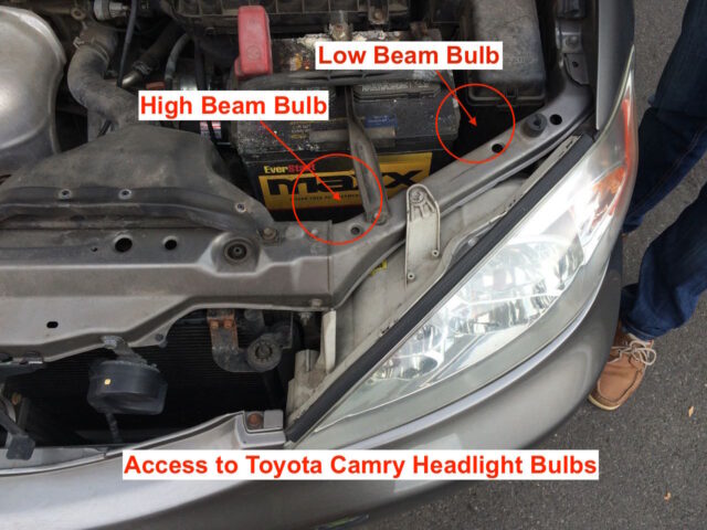 Toyota Camry Area to Access Headlight Bulbs 2001-2006