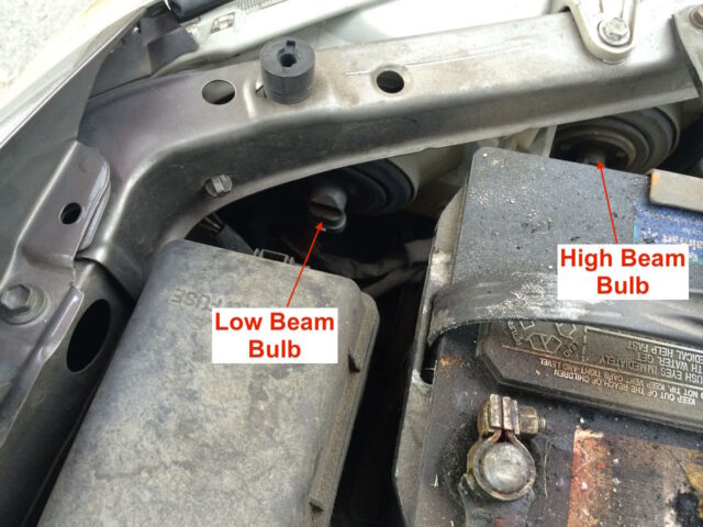Toyota Camry Location of Headlight High and Low Beam Bulbs
