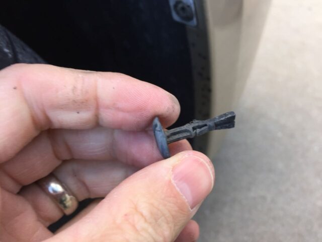 Fender clip pin removed