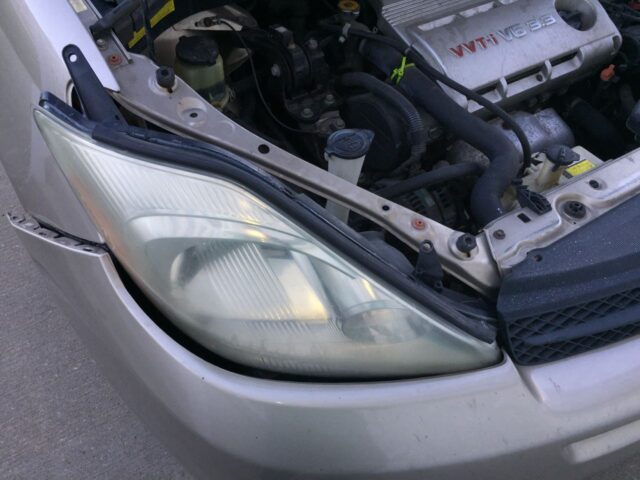 Headlight partially in place