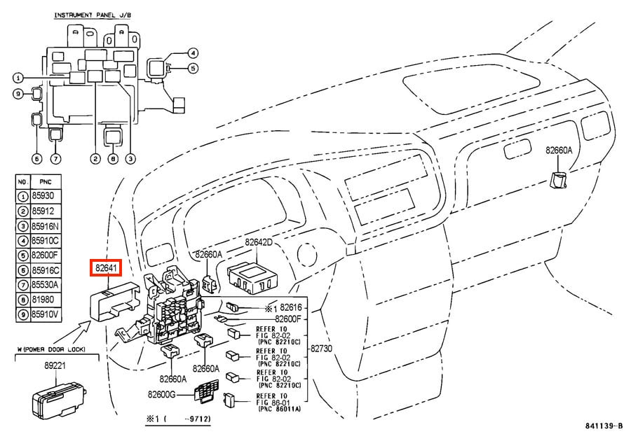 Toyota Sienna RELAY, INTEGRATION NO. 1 8264108020