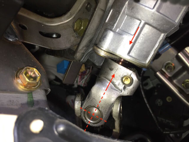 Scratching alignment marks on the Steering column and intermediate shaft