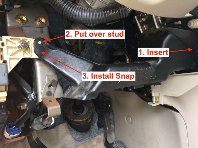 Steps for reinstalling the lower driver's side ductwork