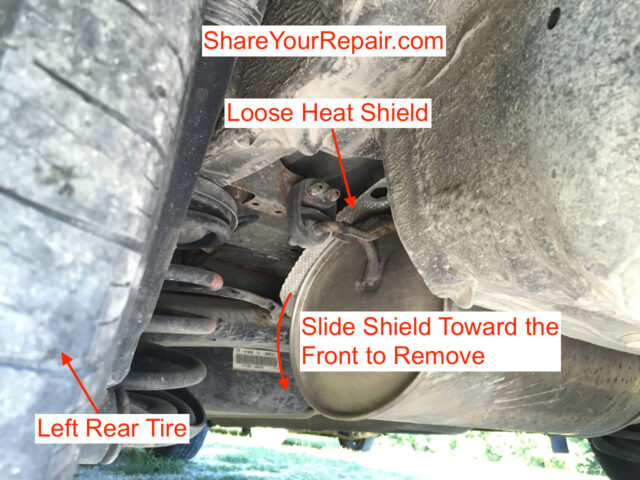 Diagram of how to remove a loose muffler heat shield