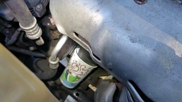 Cup Placed Below Oil Filter