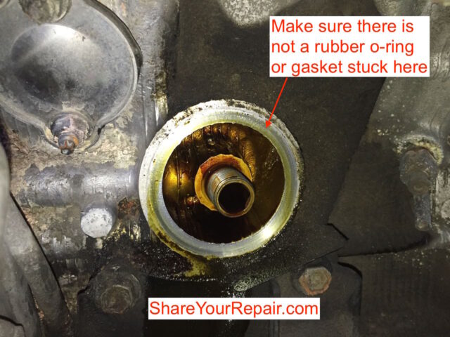 Checking for a stuck oil filter o-ring or gasket