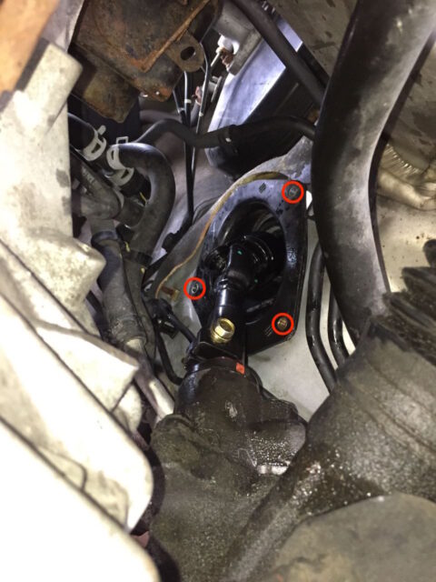 Toyota Sienna Steering Intermediate Shaft Lower Connection Installed and Dust Boot Bolt Locations
