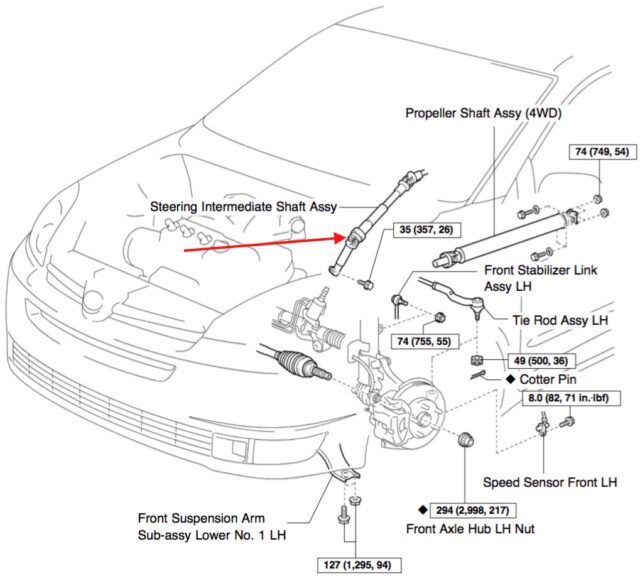 Toyota Sienna Steering Intermediate Shaft U-Joint