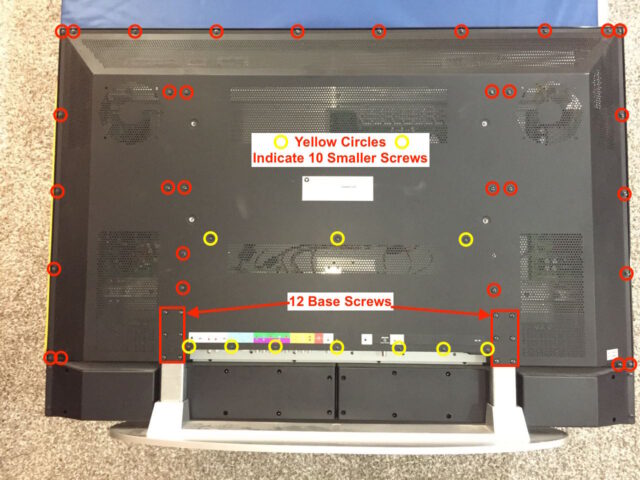 Vizio 50 Plasma Back Case Screw Locations