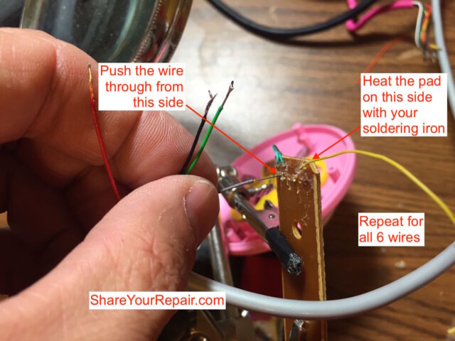 How to re-solder the wires