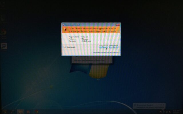 Windows 7 User Account Control Window