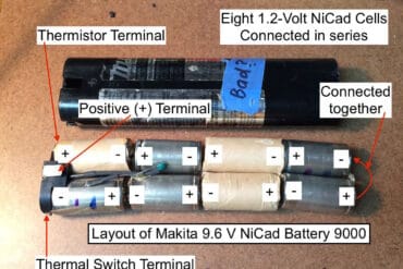 How to Disassemble a Makita 9.6 V NiCad Battery