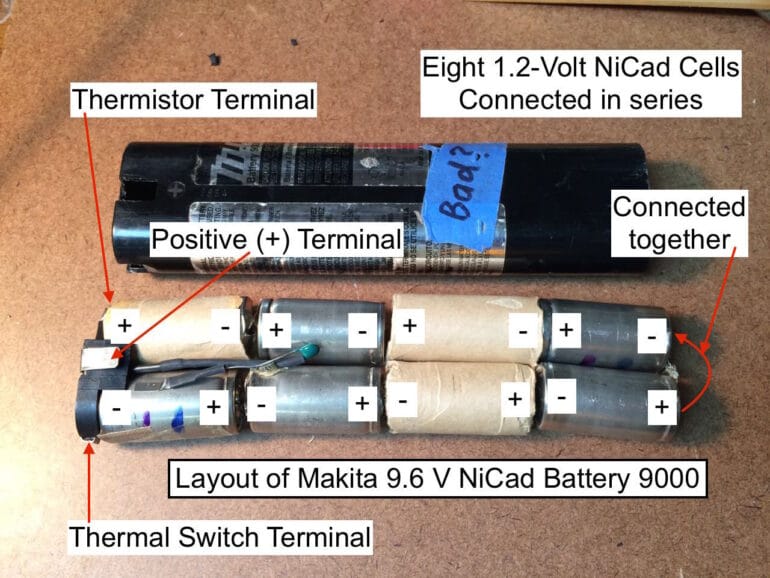 How to Disassemble a Makita 9.6 V NiCad Battery