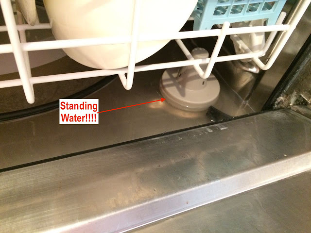 Dirty standing water left in dishwasher after it runs