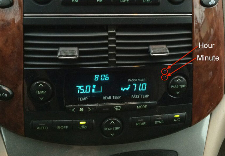 How to set the time on a 2004-2010 Toyota Sienna