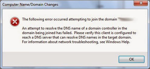 How to Fix Error When Joining Windows Domain on New Install of Windows 7